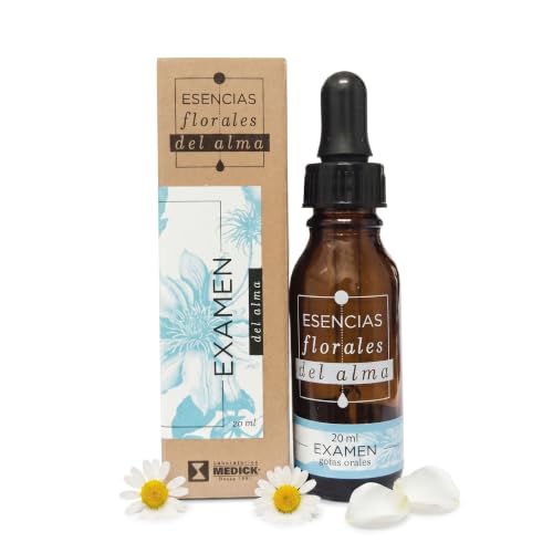 Gotas Naturales de Esencias Florales del Alma 20 ml para: Celos/Tristeza/Rencor/Examen/Duelo/Hiperactividad/Atoestima/Rescate/Adicciones/Miedo/Soledad (Examen)