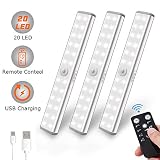 Litake Under Cabinet Lighting USB Rechargeable,20 LED Remote Control Wireless Un...