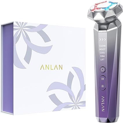 Anlan Multipolar Radiofrecuencia Facial, Masajeador Facial Eléctrico, Modo Calor Y Frío, Led Luz Terapía, Antienvejecimiento Y Antiarrugas (A1, unidad, 1)