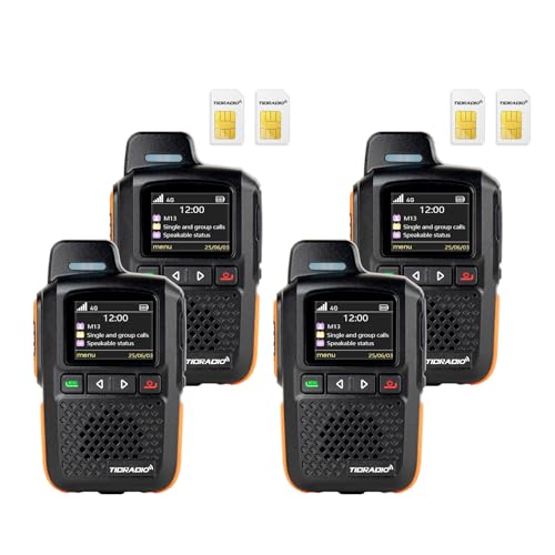 TIDRADIO TD-M13 Global Rapid Walkie Talkies Unlimited Range 4G LTE PoC(Push-to-Talk Over Cellular) Radios Nationwide PTT Long Range Two Way Radio for Family,Company,Logistics with SIM Card(4 Pack)