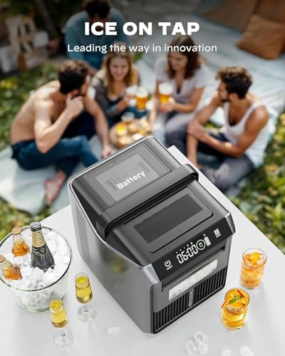 Image of Silonn Battery-Powered Ice Maker with 4-Power, RV Ice Maker Countertop 12V /24V Car Charger 100-240V AC Solar-Ready, Portable Ice Machine 9 Cubes /6 Mins 22lbs /Day Auto-Clean for Camping RV Home Outdoor