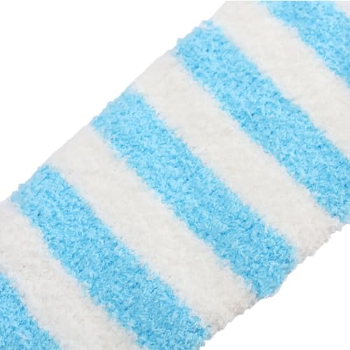 Image of Thigh High Fuzzy Socks Cute Animal Coral Fleece Over the Knee Thigh High Long Stockings Warm Stripe
