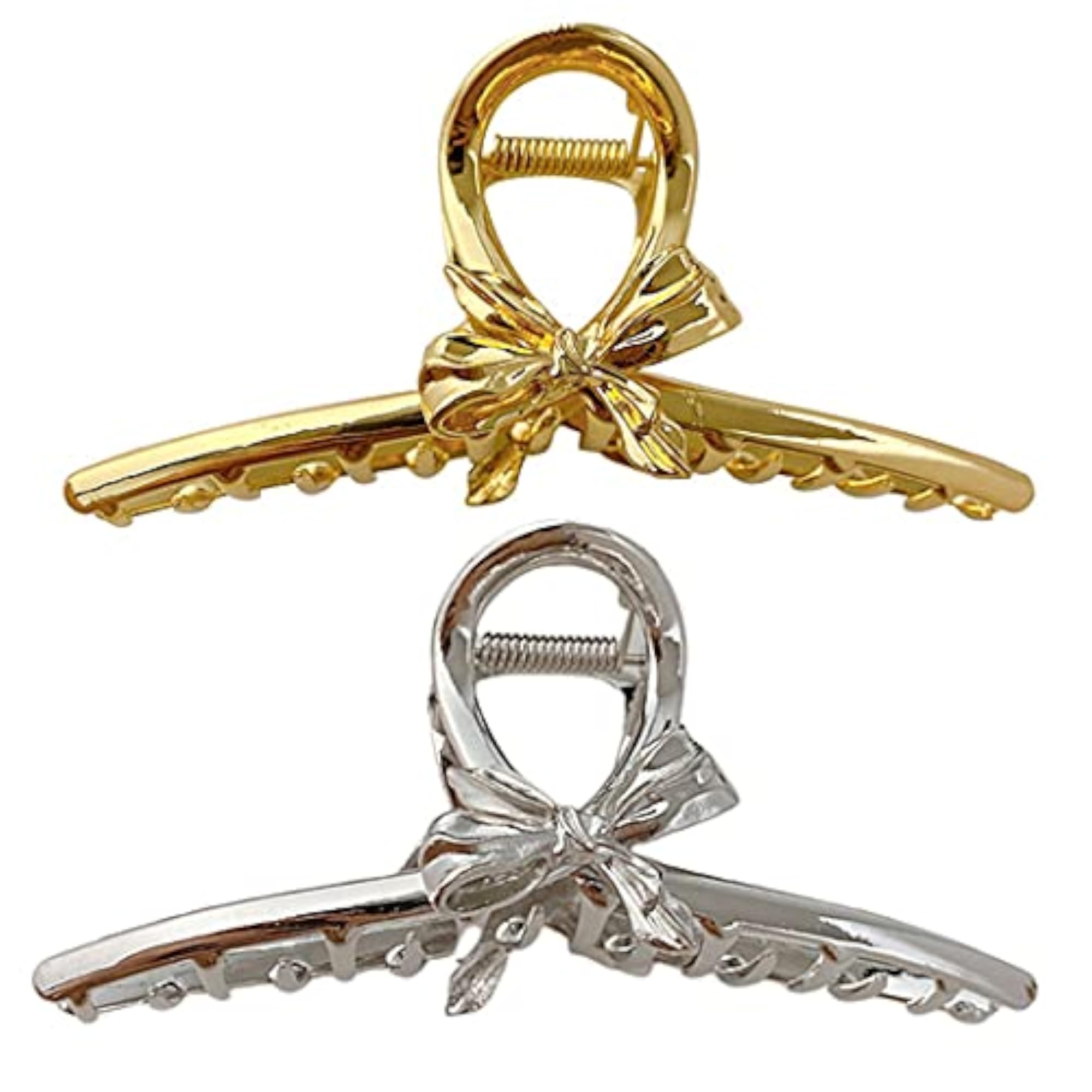2pcs Elegant Interlocking Teeth Metal Hair Claw Clips