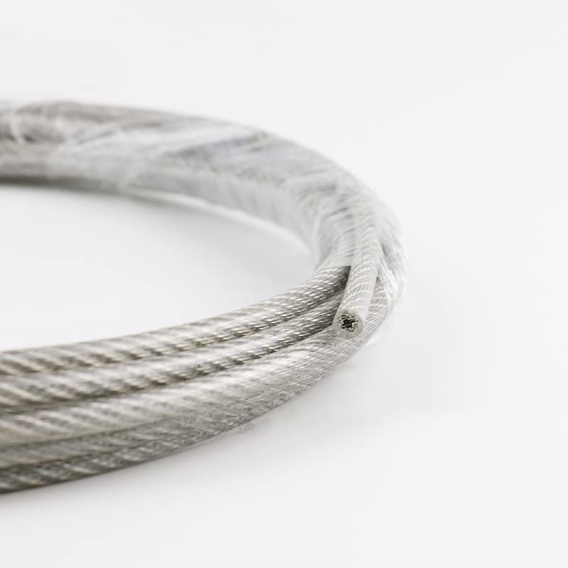 Cable Acero Acero de 4 mm de diámetro de 30 Metros CLORURO DE POLIVINILO Terreno de Acero Inoxidable Transparente de Cable de Alambre Flexible Recubierto Cable De Acero (Size : 30M 3mm)