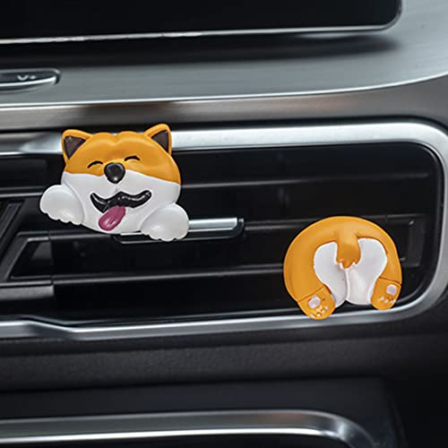 Image of Cute Air Vent Clips Car Accessories, Creative Animal Head and Tail Cartoon Car Air Freshener Vent Clip Car Fragrance Diffuser Perfume Clips Air Conditioner Outlet Vent Clips Decorations, Dog