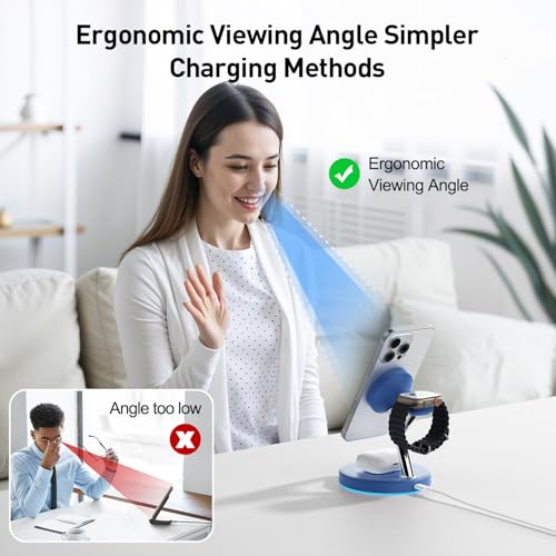 2025 3 in 1 Charging Station Compatible with Mag-Safe Charger Wireless Charger S - Photo 10 sur 37