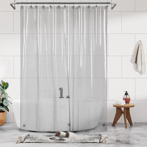 Image of Barossa Design Extra Long Clear Black Shower Curtain Liner with 3 Magnets - 72 inch x 84 inch XL, Waterproof PEVA Lightweight Shower Liner for Bathroom, PVC Free, Metal Grommets - Clear Black, 72x84