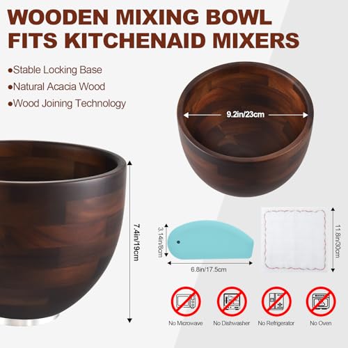Tazón de Madera Acacia Premium para Mezcladora KitchenAid 4.5 y 5 Qt miniatura 2