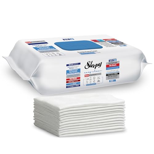 Sleepy Easy Clean XL Heavy Duty Cleaning Wipes (100 Count) – Chlorine-Free Bleach & Vinegar Formula – Large 8"x8" Multi Surface Scrubbing Wipes for Bathroom, Grout, Tile, Glass, Carpet Spots & Stain
