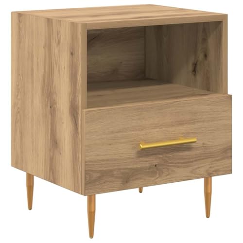 Petite Table d'Appoint Marron Style Rustique avec Tiroirs de Rangement