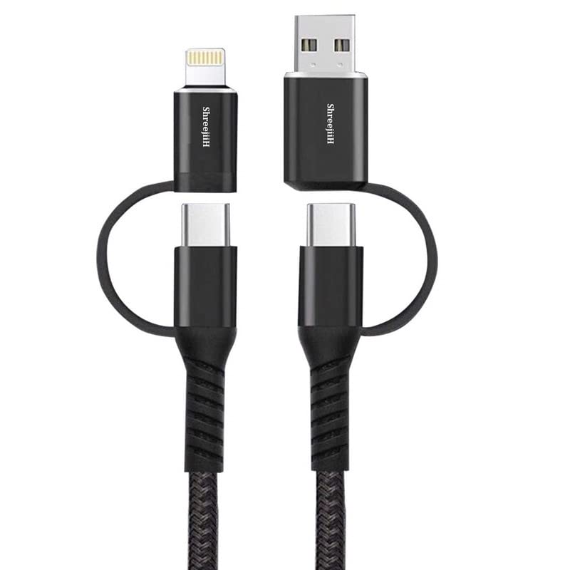SGMSC Quad 4 in 1 Cable 65W PD USB to Lightning, USB to Type-C, Type-C to Lightning & Type C to Type-C Sync and Charge Nylon Braided Fast Charging Cable Compatible with iPhone 12, 1M - Black (B0BCGSCB1H) Amazon Price History, Amazon Price Tracker