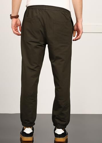 Image of Alan Jones Clothing Mens Washed Jersey Cotton Joggers Pants | Soft Stretch Cotton | Ankle Length with Elastic Hems