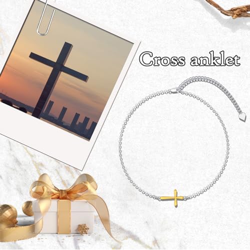 Image of 925 Sterling Silver Anklet Foot Bracelet with Crystal from Austria, Anklet Jewelry Gifts for Women 11 Inch Adjustable