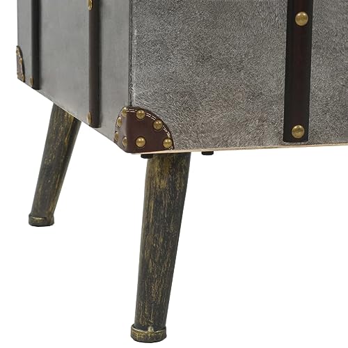 Mhdvray Vintage Couchtisch Kofferoptik aus MDF und Aluminium 102 x 51 x 47,5 cm Silber, Beistelltisch mit Stahlbeinen und Stauraum, modernes Design für Wohnzimmer Schlafzimmer Flur – Bild 6