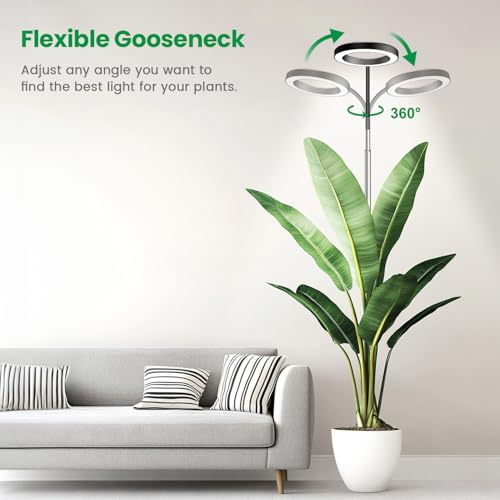 Image of Garpsen - Grow Lights for Indoor Plants, 65 inch Full Spectrum Plant Light with 360 Gooseneck, 3 Color Modes & 5 Dimmable Levels, 6 /12 /16H Timer,