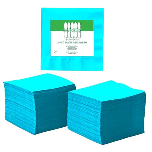 Perfect Stix- 2ply Turquoise Beverage Napkins -5 x 5-Pack of 100ct