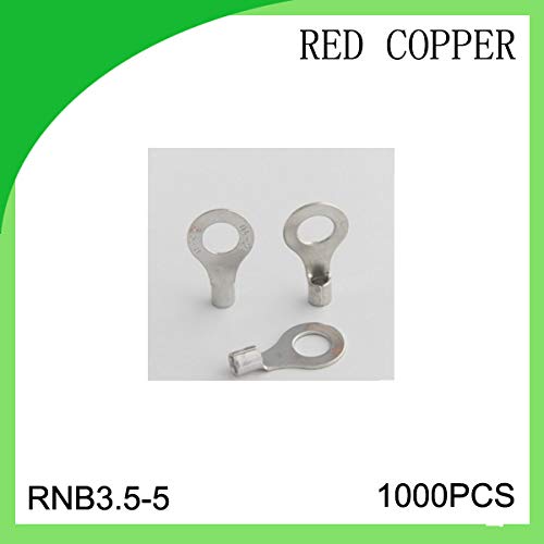 Davitu red copper 1000 PCS RNB3.5-5 cold-pressure terminal connector cable lug high quailty - (Color: Red)
