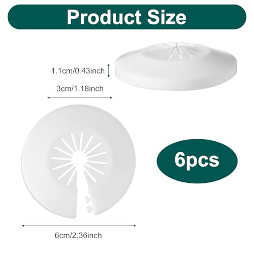 6 Pcs Escutcheon Plate Plastic Plumbing Cover Plates Flange Pipe Covers for Bathroom White Water Pipe Drain Line Cover for Wall Tube Decor - Thumbnail 3