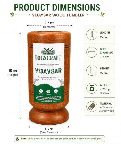 Image of Vijaysar Wooden Glass 100 ML for Diabetes and Blood Sugar Control | Lab Tested Natural Ayurvedic Vijayasar Wood Glass | Herbal Wooden Cup for Blood Sugar Support