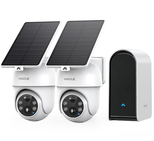 ANSQUE-Home-Security-Cameras-Wireless-Outdoor-Solar-Powered-2-Cam-System ANSQUE Home Security Cameras Wireless Outdoor, Solar Powered, 2-Cam System - Image 1