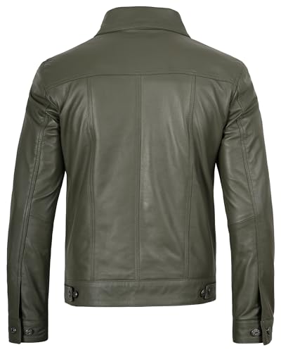 Image of Blingsoul Men's Leather Jacket - Real Full-Grain Lambskin Trucker Jacket for Men