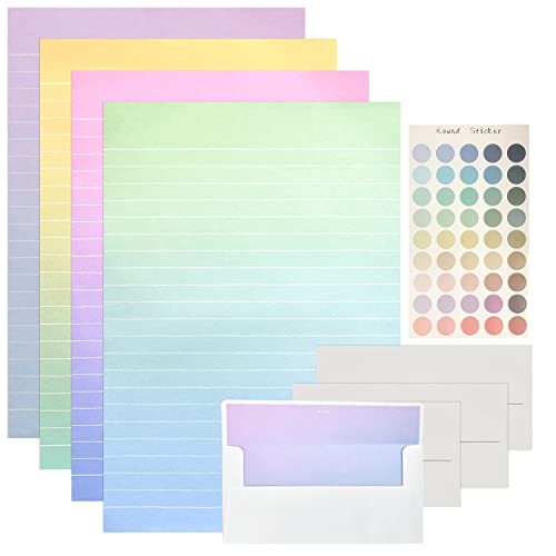 KUANVE 72 Pcs Colorful Stationery Paper and Envelopes Set, 48 Lined Letter Writing Paper, 24...