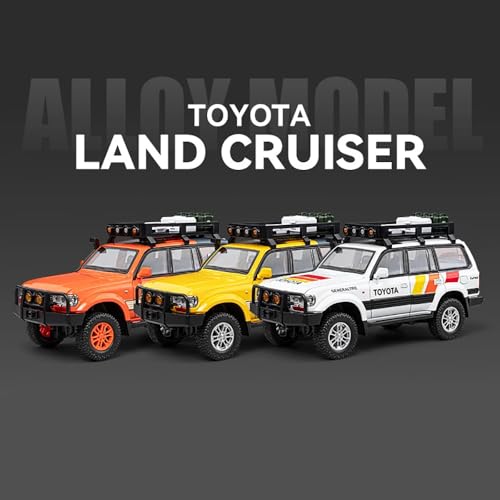 Image of 1:24 Land Cruiser Toy Car for Kids Scale Model Diecast Metal Car Light Sound Pullback Openable Door Cars