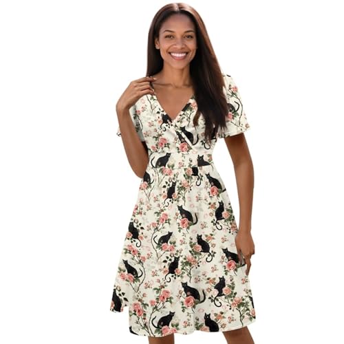 Image of Women's Summer Formal Dresses Short Sleeve Wrap V Neck Dresses Bridesmaid Wedding Guest Dress with Pockets