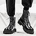 Men's Black Patent Leather Platform Combat Boots Fashion Comfort Side Zipper Wide Toe Lace Up Chunky Lug Sole High Top Motorcycle Boots Comfort Waterproof Non-Slip Plush Casual Ankle Booties (black,11)
