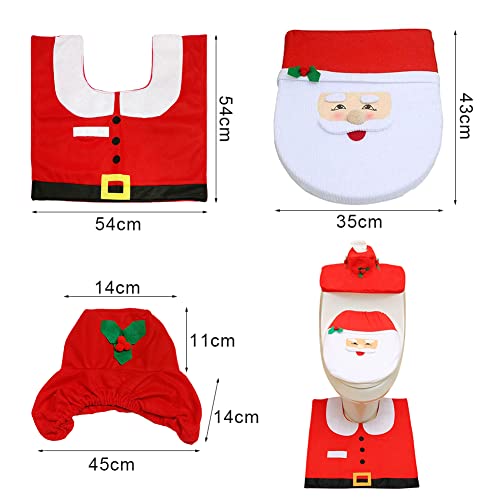 BESTZY Weihnachts-Toiletten-Set, 3 Teiliges Set Wc Sitzbezug Set Weihnachten Toilettensitzbezug mit Sitzbezug Teppich… – Bild 3