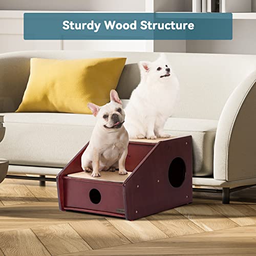 Petsfit Wooden Dog Stairs 2 Steps,Dog Steps For High Bed, Pet Stairs For Old Pet,Brownish Red(21X17X14 Inch) #TOP6