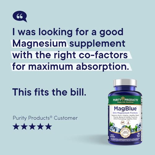 Purity Products MagBlue - Magnesium Bisglycinate Buffered & More - 90 Tablets