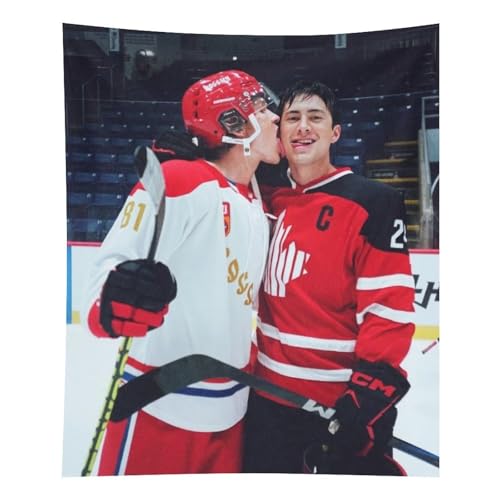 Heated Rivalry Ice Hockey Players Tapestry Wall Hanging Wall Art Decor Polyester Vertical Tapestry 50x60inch
