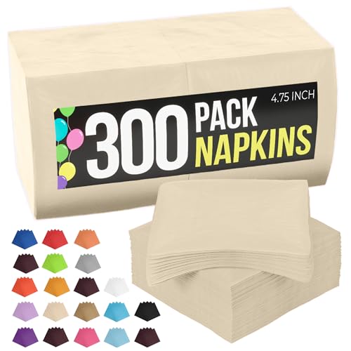 Party Solids Ivory Napkins Disposable Everyday 300 Pcs 2 Ply