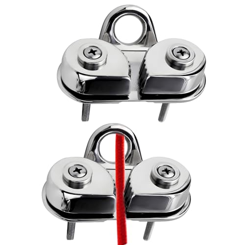 Yuqutum 2 Pcs Stainless Steel Cam Cleat, Rust Proof Leading Ring Fairlead for Sailboat Kayak Canoe Dinghy, Fit 3 to 15mm Rope