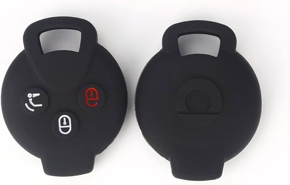 Cover In Silicone Per Chiave Smart Fortwo 451 - 3 Tasti, Protezione Antiurto E Antigraffio, Nero