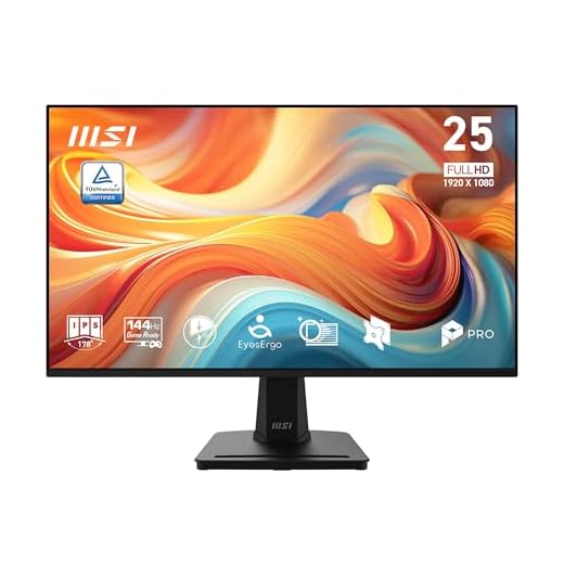 MSI PRO MP251 E14L 24.5-inch IPS 1920 x 1080 (FHD) Computer Office Monitor, 144Hz, Free-Sync, HDR Ready, HDMI, VGA Port,VESA Mountable, Tilt, 4-Side Slim Bezel,1ms, Black
