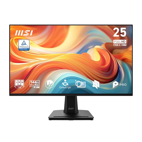 Image of msi PRO MP251 E14L 24.5-inch IPS 1920 x 1080 (FHD) Computer Office Monitor, 144Hz, Free-Sync, HDR Ready, HDMI, VGA Port,VESA Mountable, Tilt, 4-Side Slim Bezel,1ms, Black