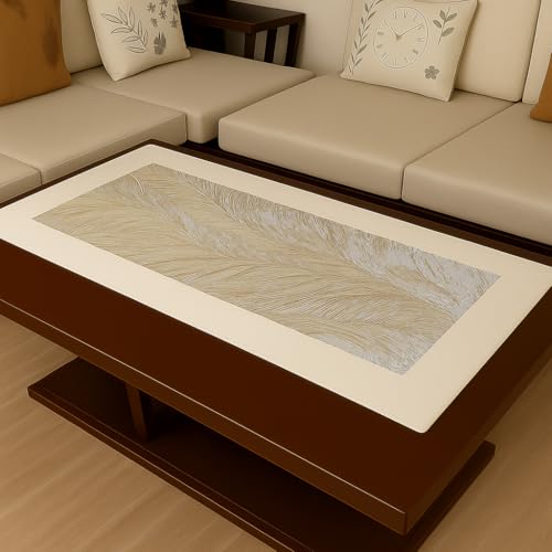 Image of Homerz Premium Table Runner, PVC, Size- 92x34 cm | Waterproof, Heat Resistant, Non-Slip, Easy to Clean Soft Table Runner for Coffee Table, Dining Table and Centre Table. (Golden Aura)