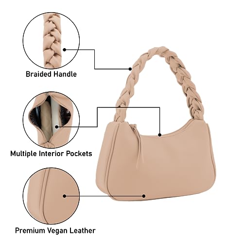 Image of Emperia Braided Top Handle Shoulder Bag For Women, Trendy Designer Small Hobo Tote Handbag