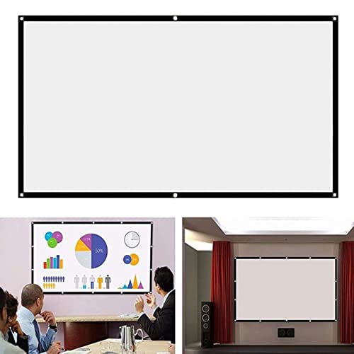 MOVKZACV Pantalla de proyección, 16:9, portátil, plegable, de color blanco, sin arrugas, para camping, cine al aire libre, interior, hogar y teatro Cover