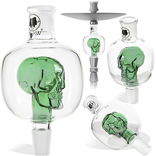 DILAW Shisha Molassefänger Totenkopf Bunt (aus Glas für (Schliff 18/8) - Wasserpfeife Vorkühler-Aufsatz Skull Wasserpfeife | Grün