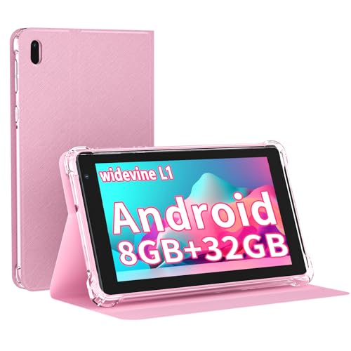 Image of ATOZEE 7 Inch Android Tablet with Case, Android OS Tablet PC, 32GB ROM+ 8GB RAM Tabletsa Quad-Core Processor Android Tableta pc Dual Camera,5G WiFi 6, BT Computer Tabletas,mini Tablets (Pink)
