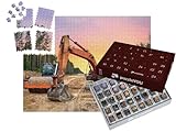 puzzleYOU: Puzzle-Adventskalender | „Bulldozer, Bagger und Bodenverdichter bei Straßenbauarbeiten“ – aus der Puzzle-Kollektion Bagger