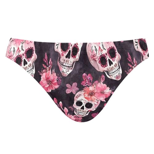 Men's Sugar Skulls Pink Flowers Bikini Swimsuits Swim Trunks M 202c0069