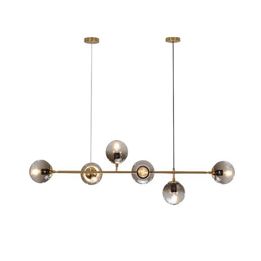 Saffbei Modern Pendant Lighting with 6-Light Ceiling Lights Chandelier Globe Glass Shades Hanging Light for Dining Room Bar