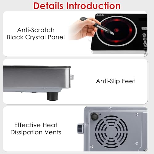 Image of Portable Electric Single Burner Cooktop,3500W Infrared Hot Plate