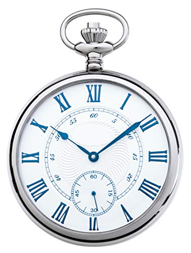 Preisvergleich Produktbild JEAN JACOT Taschenuhr Zeitloses Accessoire für KULTIVIERTE Herren Poliertes Edelstahlgehäuse Kleine Sekundenanzeige auf 6 Inklusive Kette (Gehäuse-Ø 50 x 12 mm) C335328