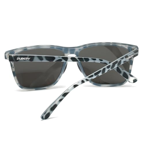 DUBERY Retro Square Polarized Sunglasses for Men Women UV400 Protection Classic Trendy Sun Glasses D1082