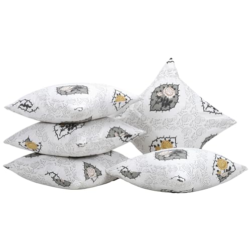 Image of Clasiko Cotton Cushion Covers Set of 5; 24x24 Inches; Petal Perfection